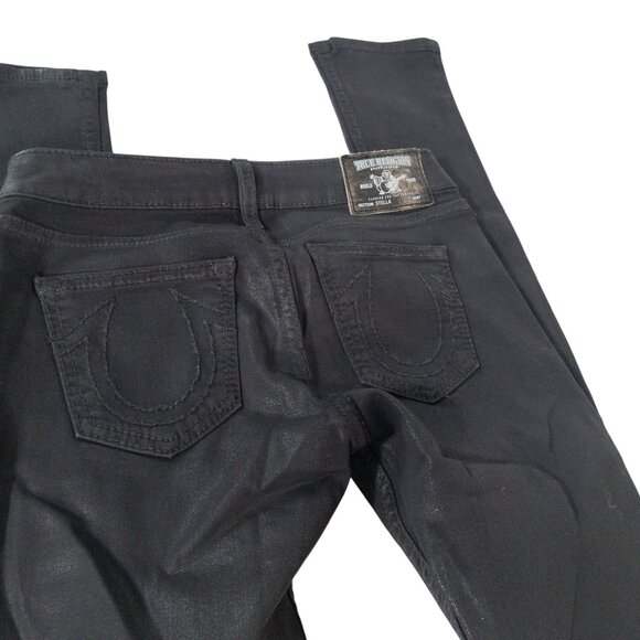 True Religion Stella Black Sparkle Low Rise Skinny Waist W 26 L 32 Western Goth - Picture 10 of 11